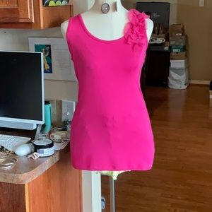 Closet Romantic Pink Tank Top Blouse with Sheer Ruffle Size S, NWT